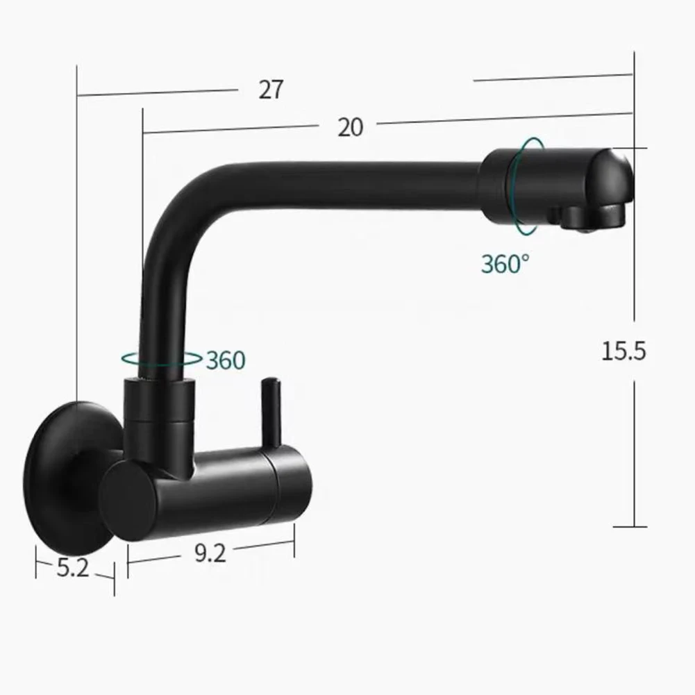 Kitchen Sink Faucet Wall Mounted Swivel Extender Faucet Extension Mop Pool Water Tap Single Handle Cold Water Faucet