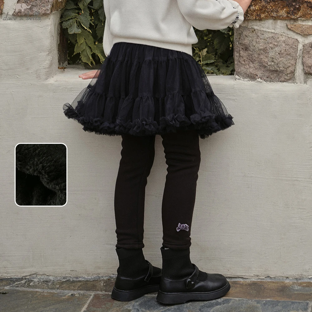 Dave Bella Children's Winter Warm Skirt Leggings Pants Girls Velvet Trousers Cute Elastic Fleece-lined Pants Outdoor DK4254422
