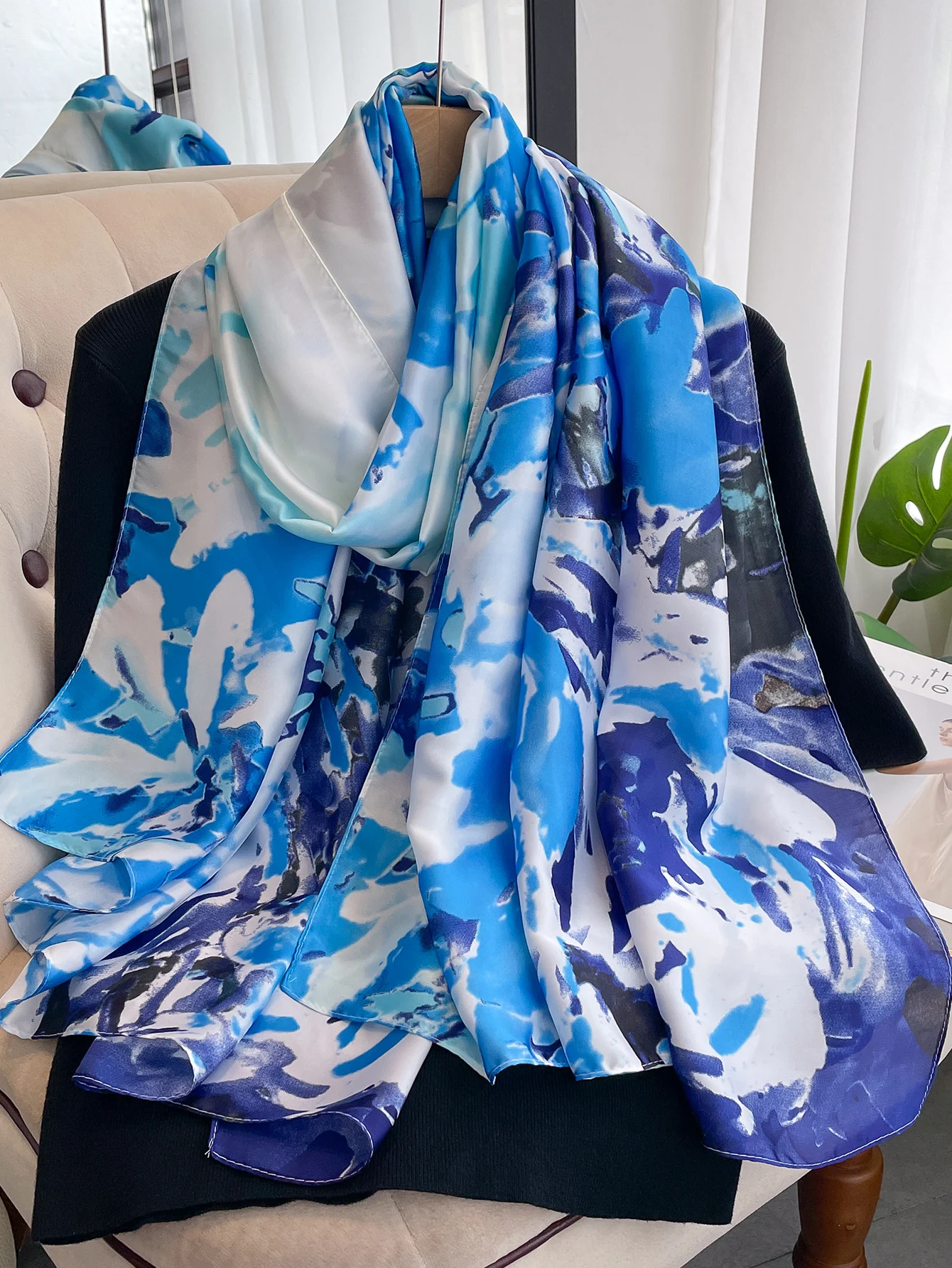 2024 180*90cm Luxury Brand Women Summer Silk Scarves Shawl Lady Wrap Soft Female Europe Designer Beach Bandanna