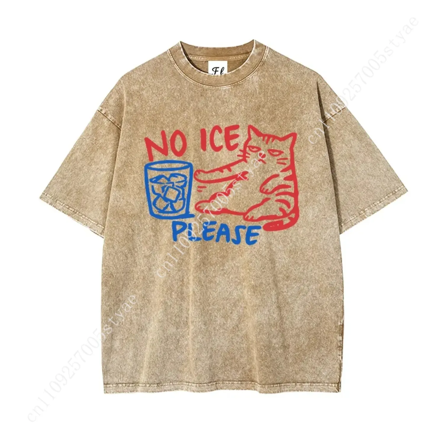 No ICE Please Cat Abolish ICE Shirt S~5XL Oversize Unisex Washed T-Shirt for Women and Men's Unisex Fit Batik Cotton Oversize St view 3