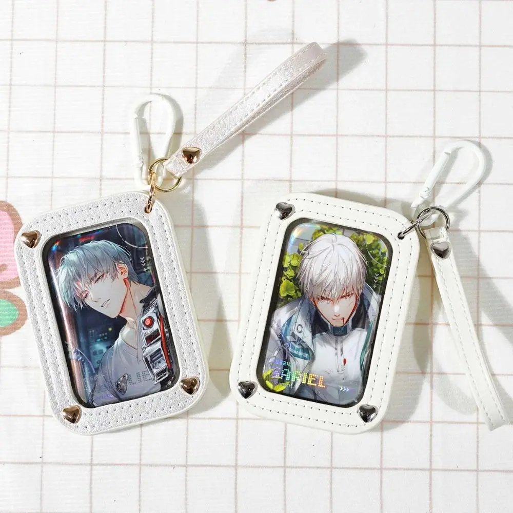 Transparent Badge Ita Bag Anime Badge Holder Card Holder Keychain Card Holder Pins Display Base Laser Leather Square