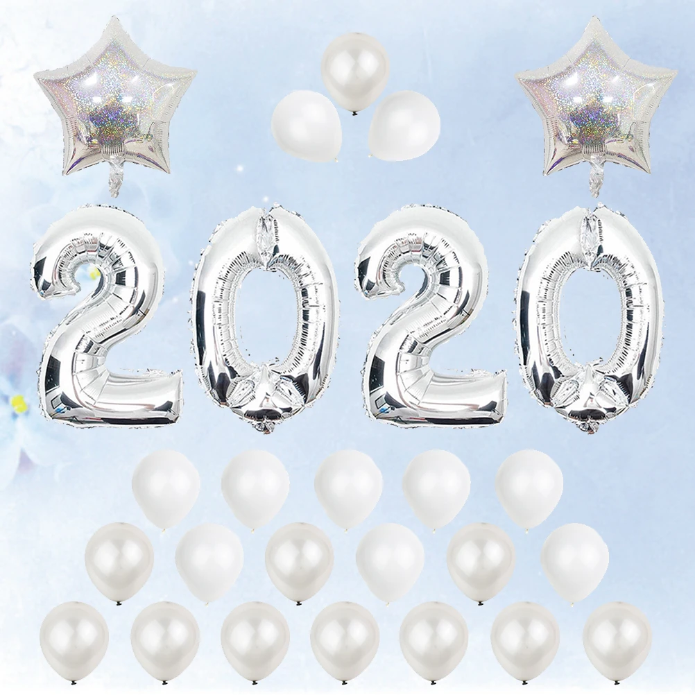

27 Pcs Digital Aluminum Foil Balloon Set Balloons Graduation New Years Eve Number 2020