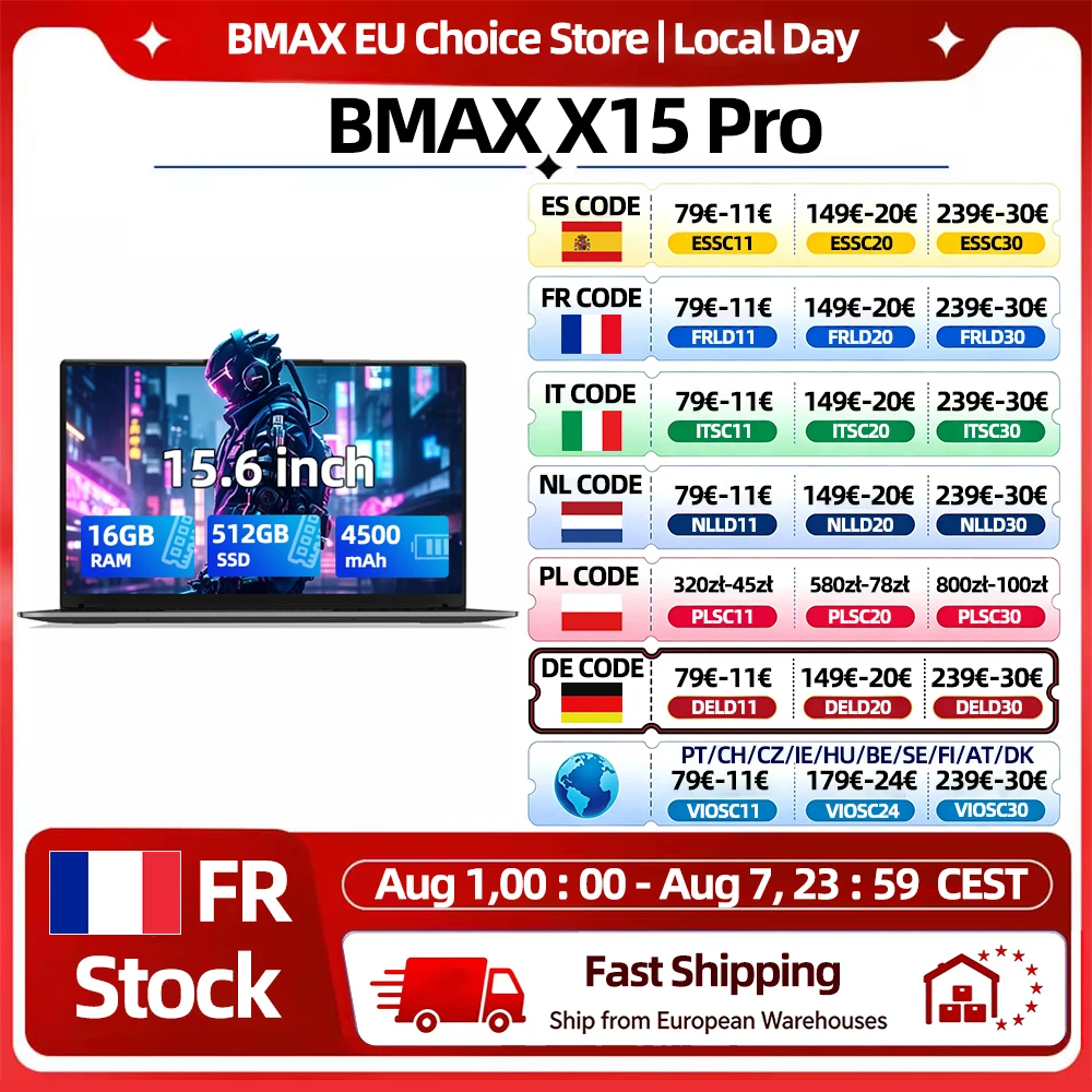 Computadora Portátil Bmax X15 Pro de 15.6» IPS, Intel 12.ª Gen. N100, 16GB de RAM DDR4, 512GB SSD, Windows 11, Teclado Numérico, HDMI, Wifi, USB, PC