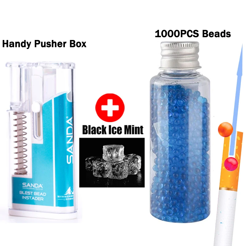 SANDA Blue Handy Pusher Box Cigarette Explosion Pops Beads Mix Fruit power mint taste Brush Ball For Smoking Smoking Accessories