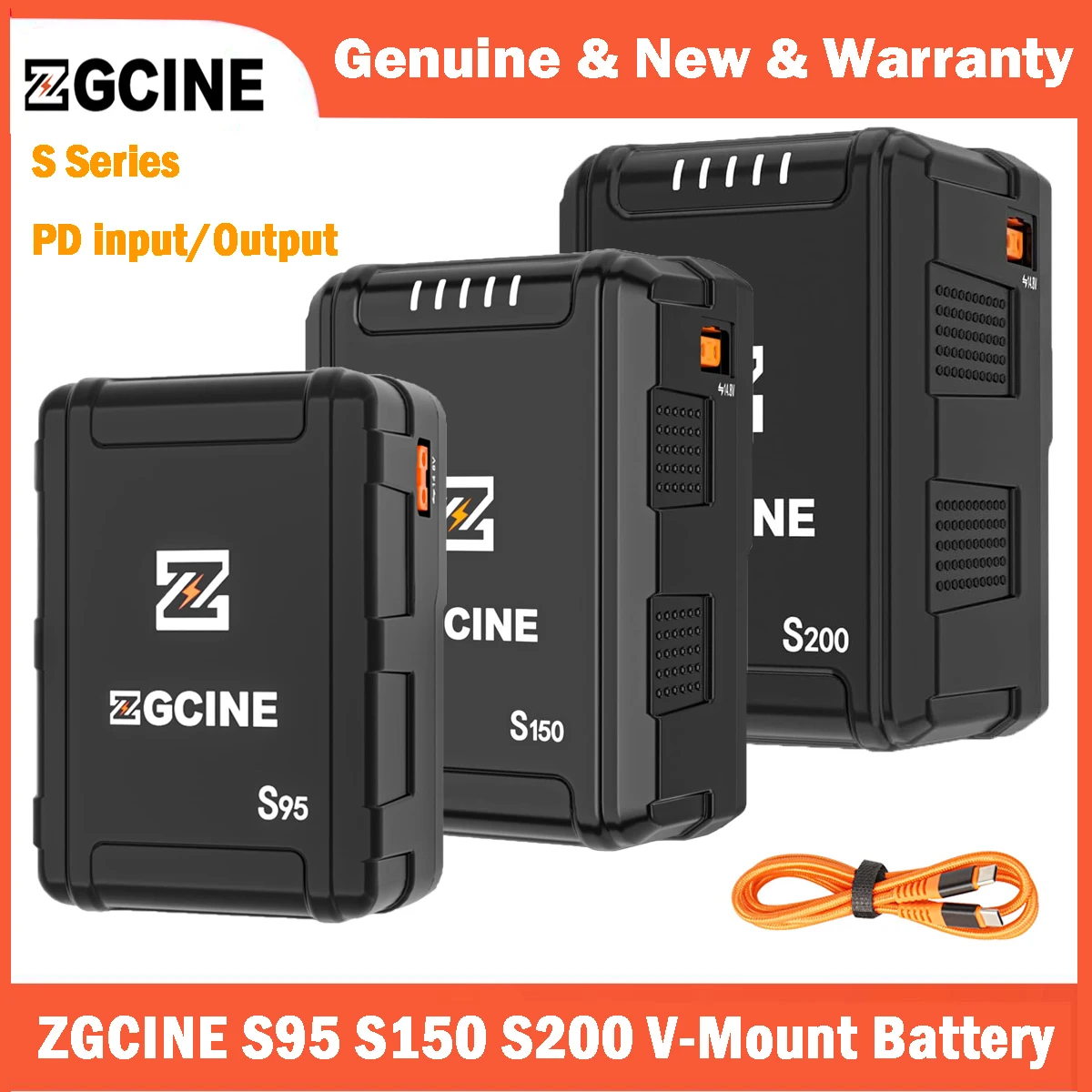 ZGCINE S95 S150 S200 V Mount Battery Rechargeable Support PD Input Output PD Fast Charging for Camera Camcorder Monitor Filmmake