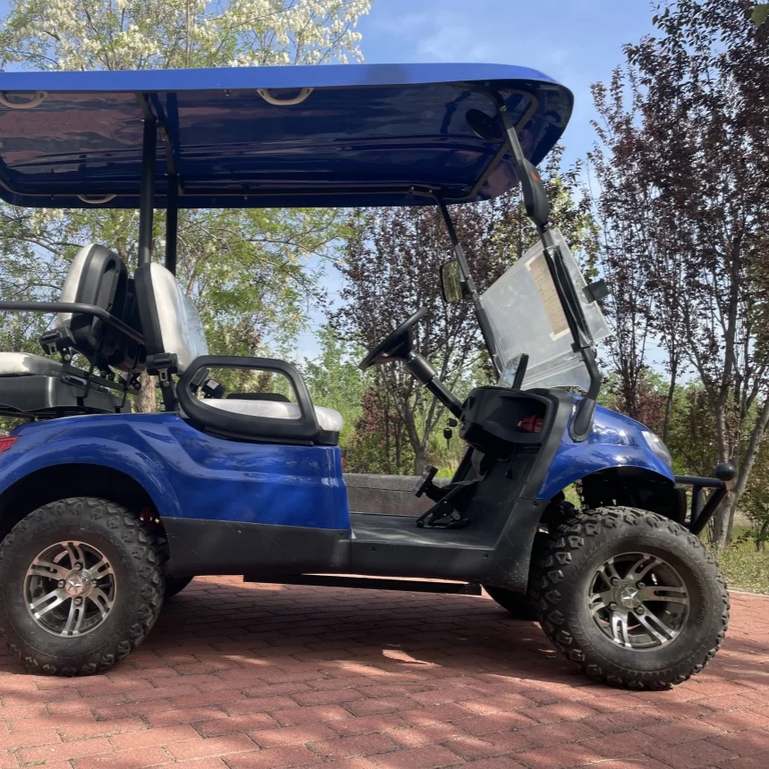 

New Design Upgraded Family And Hunting 2+2 4 Seater 60V Golf Cart 7000W Electric Golf Cart With Folding Windshield Off Road Tire
