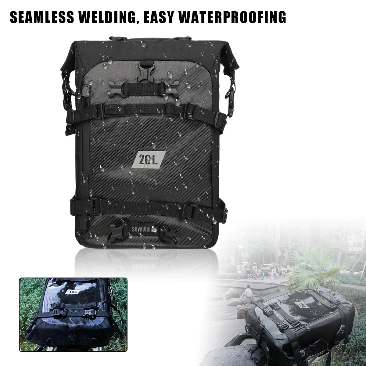 تحطم بار حقيبة مقاوم للماء دراجة نارية حقيبة العالمي الدراجات على ظهره 8L/10L/20L/30L دراجة نارية الجانب الذيل السرج لمسافات طويلة