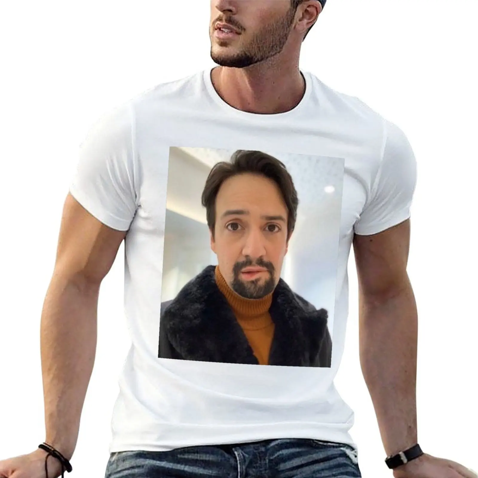 manuel miranda lip bite meme T-Shirt oversized t shirt clothes Men's cotton t-shirt