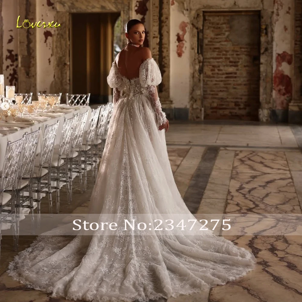 Loverxu A-Line Vintage Wedding Dresses Sweetheart Off The Shoulder Vestido De Novia Lace Embroidery Chic Custom Made Bridal Gown
