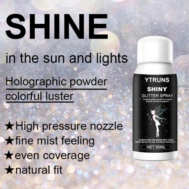 60ml Silver Hair & Body Glitter Spray - Long Lasting Shimmer for Prom, Parties, and Events