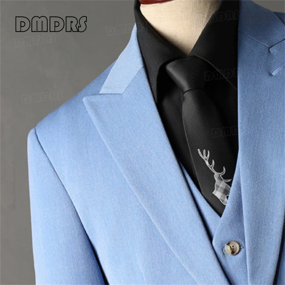 Ice Blue Formal Suit Jacket for Men, M-4XL One Button Suit Blazer, Slim Fitted, Notched Lapel, Real Images In Stock Suit