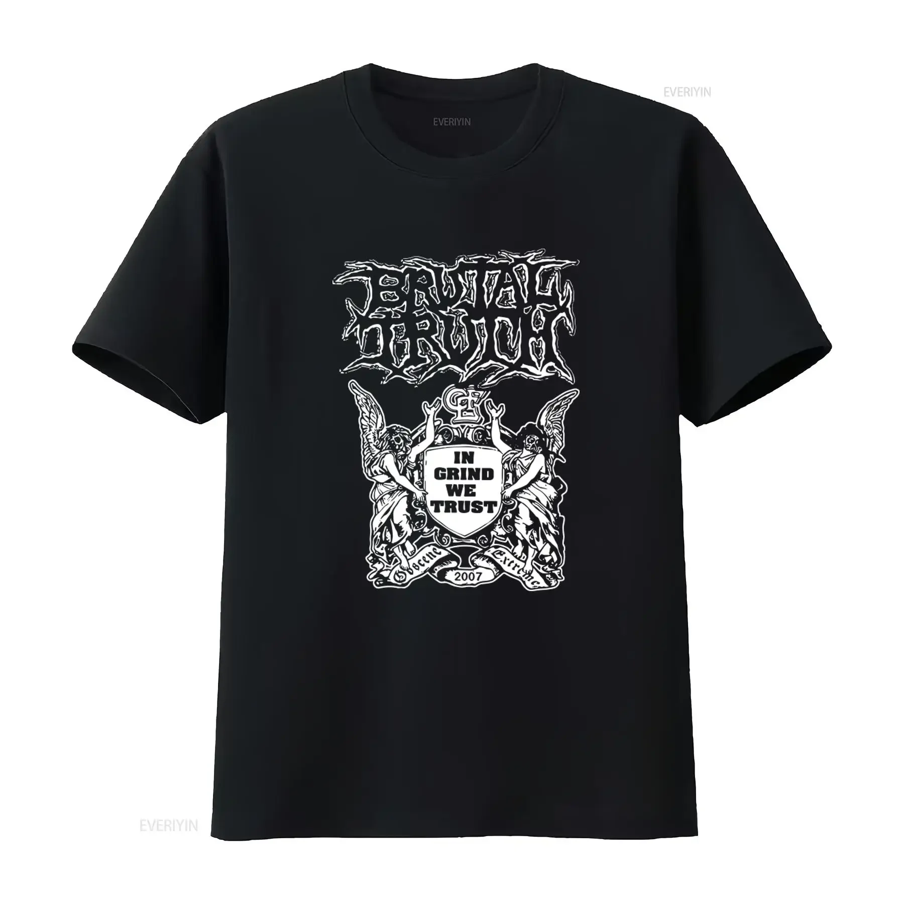Brutal Truth In Grind We Trust Black Extreme Metal Band Core T-shirt vintage lavé, vêtements de créateur, streetwear homme