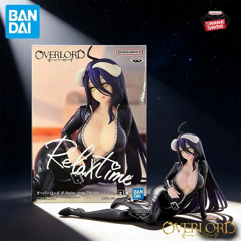 Figura de Acción Original de Bandai Banpresto Relax Time Overlord, Albedo de 18 cm, en Posición Acostada, Figura de Anime, Muñecas de Dibujos Animados, Juguetes, Regalo