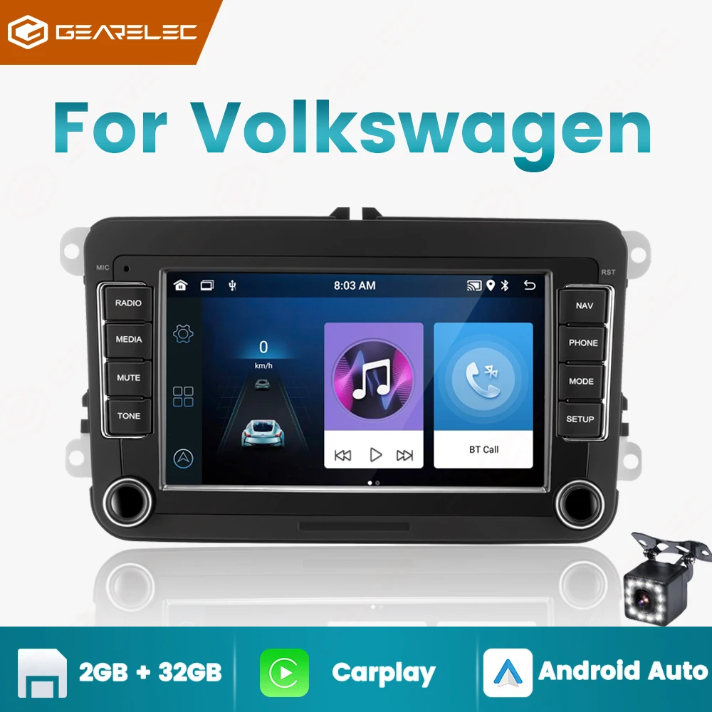 2 Din Android 13 Car Radio Stereo For VW/Tiguan /Touran /Caddy /Jetta /Polo /Passat With Bluetooth GPS Navigation WiFi AUX-In