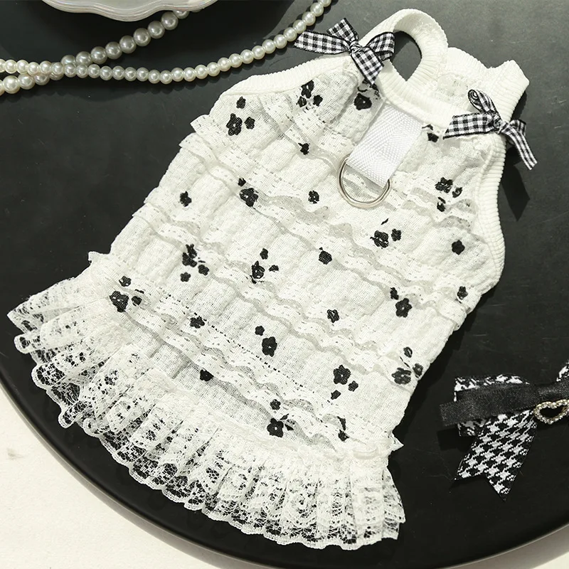 

Pet Dot Dress Yellow Heart-shaped Little Fly Sleeve Dress Cat and Dog Four Season Vest Puppy Clothes Dog Dresses for Small Dogs