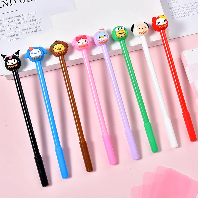 

8pcs Sanrio Hello Kitty Gel Pen Anime Cartoon Cute 0.5 mm Black Ink Signature Pen Office School Writing Supplies Stationery Gift