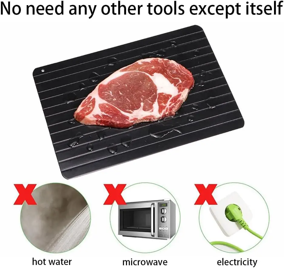 صينية إزالة الجليد للحوم المجمدة، آمنة للاستخدام في غسالة الأطباق، صينية تذويب كبيرة الحجم #5