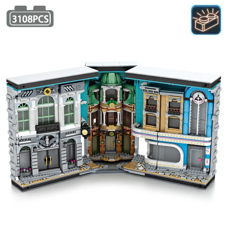 

Street View Series Book of Architecture Building Blocks Creative Expert City Magic World Book Model Bricks Toys For Boy Gift MOC