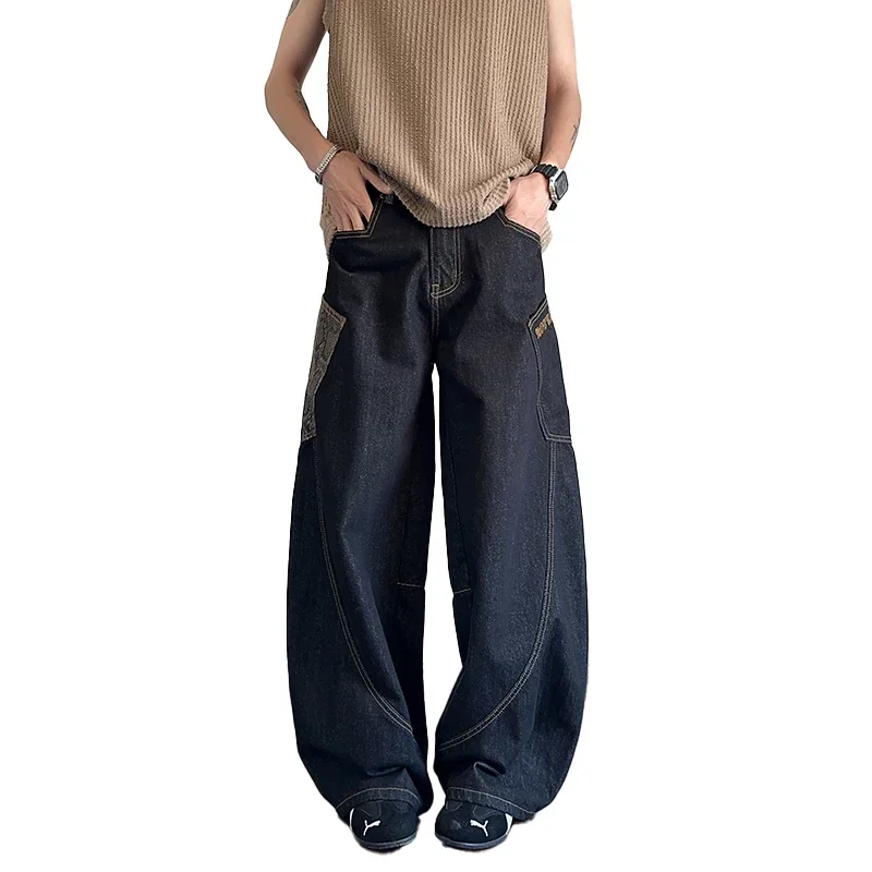 Scimitar-Jeans mit mehreren Taschen, Schlangenmuster, Teenager, Sommer, lockeres, weites Bein, amerikanische, trendige Marke, gerades Bein, Bodenhose, S-3XL