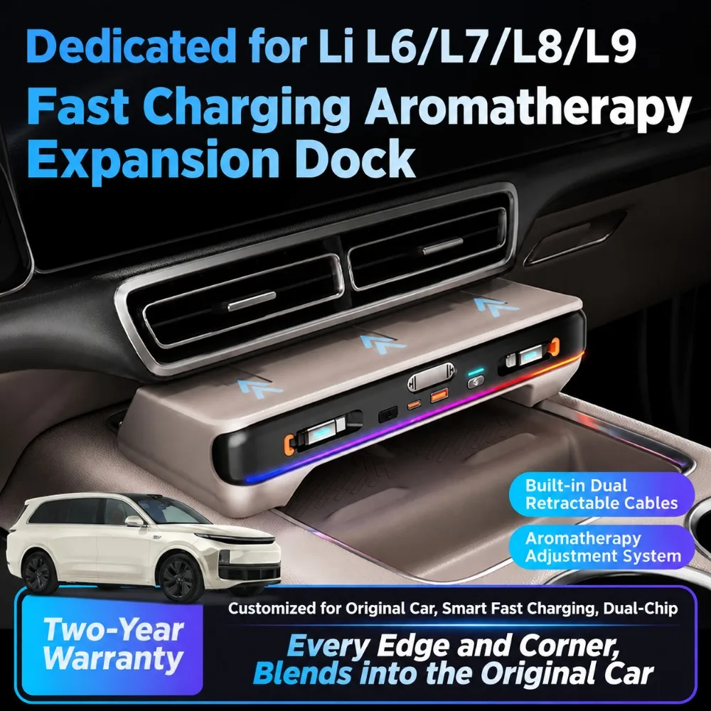 For Li Auto L6 L7 L8 L9 Car Fast Charger Air Freshener Expansion Dock Interior Upgrade Multi-Function Charging Docking Station