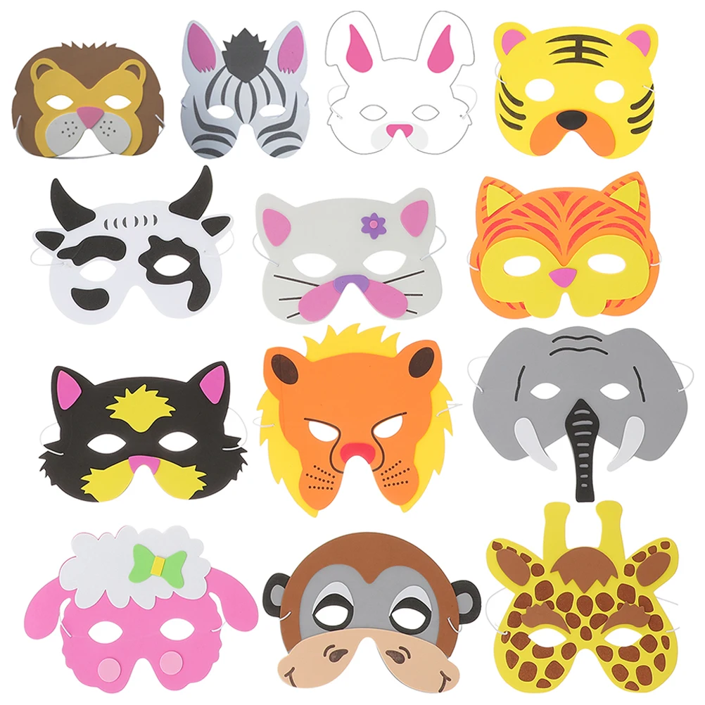 

13 Pcs Animal Mask DIY Masks Party Cosplay Decorate Fine Workmanship Decoration Props Eva Masquerade