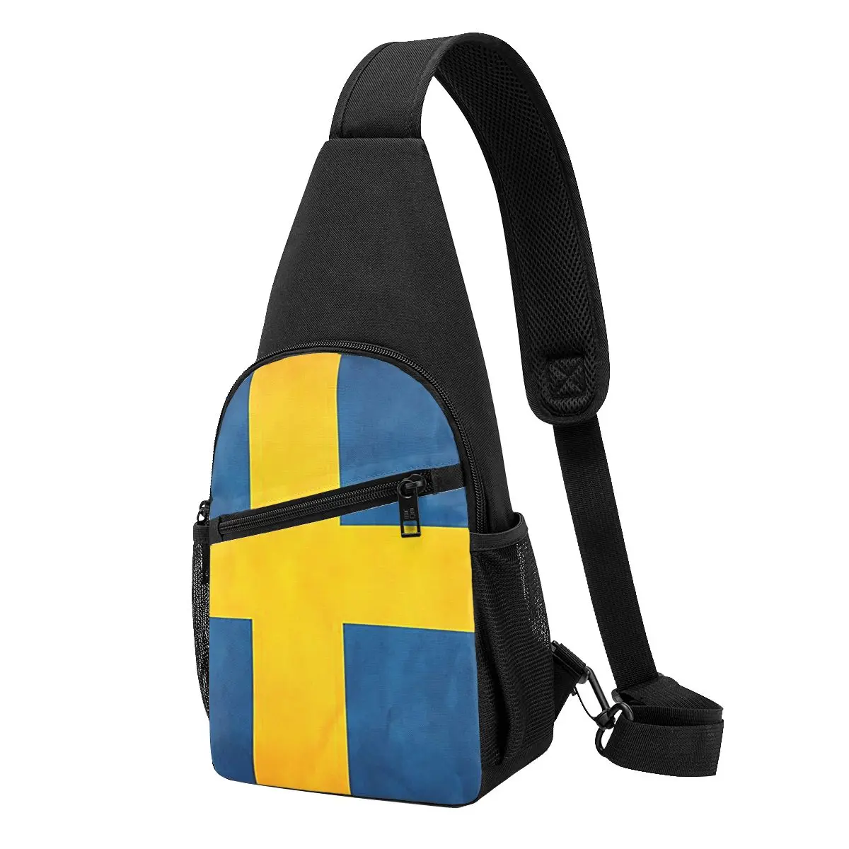 Sweden Swedish Flag Chest Bag Men Sling Crossbody Backpack Chest Bag Traveling Hiking Daypack Shoulder Bag