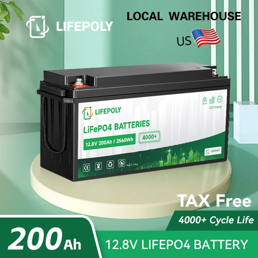 

New LiFePO4 Battery 12V 200Ah 100Ah 50Ah Pack Lithium Lron Phosphate System Built-in BMS for Solar Golf Cart EV RV 4000+ Cycles