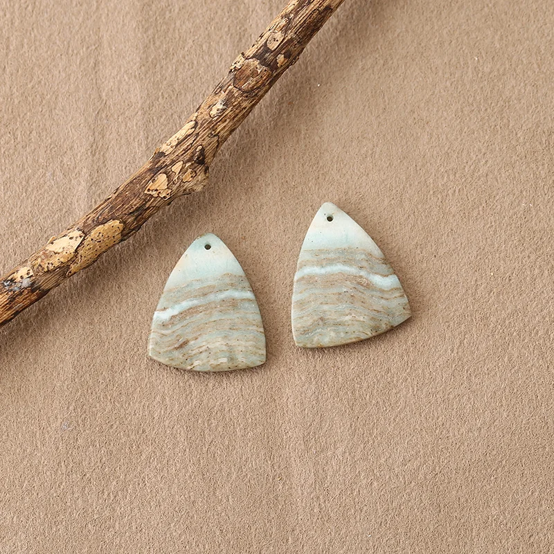 Natural Hemimorphite Triangle Earrings Beads for Jewelry Making, Handmade Natural stones beads 23*19*3mm 5.1g view 2