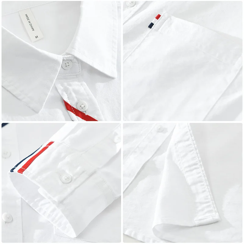 2024 Spring New Simple 100% Cotton Long Sleeve Shirts for Men Clothing Casual Turn-down Collar Soft White Shirt CM7231