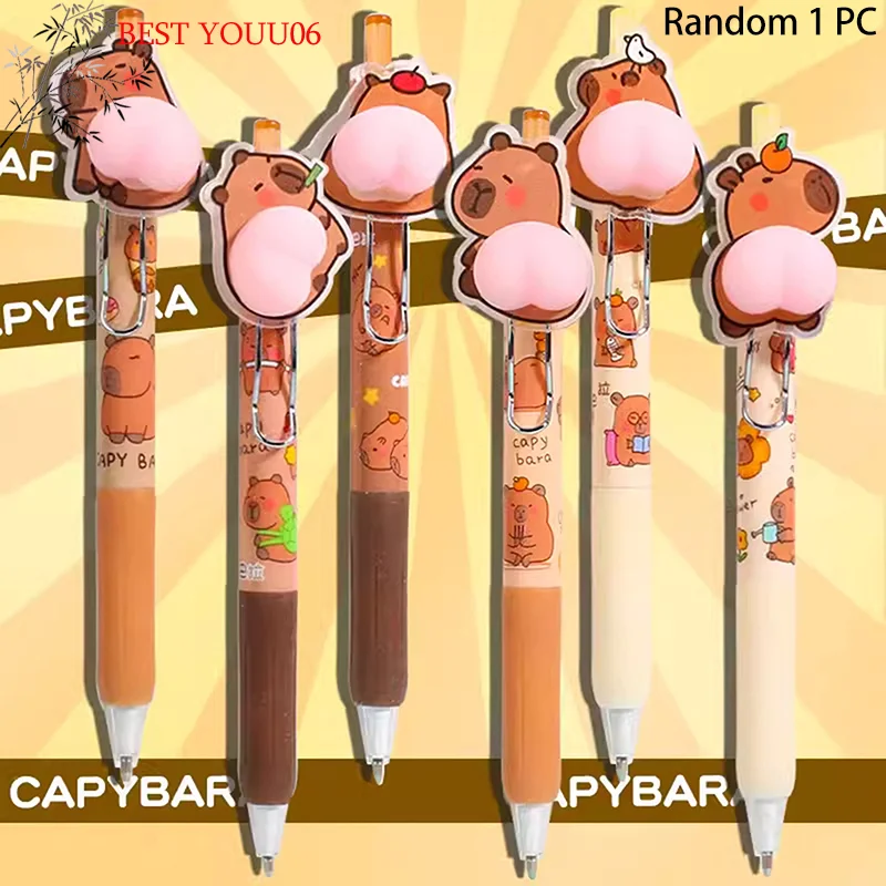 

(YOUU06)Cartoon Capybara Butt Pressing Neutral Pen Funny Writing Pen Quick-Drying Writing Smooth Kawaii Pen Aesthetic Stationery