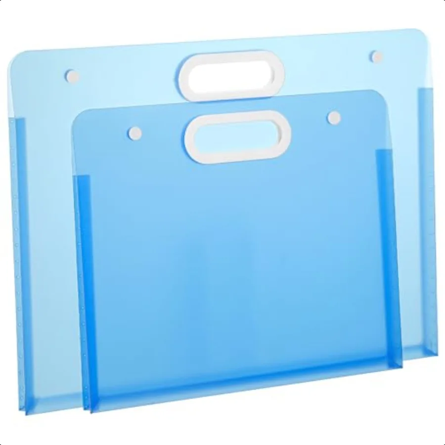 

2 pcs Large Art Portfolio Case Durable Large Portfolio Folder for Artwork Drawing Painting Storage A3 A4 Size Blue