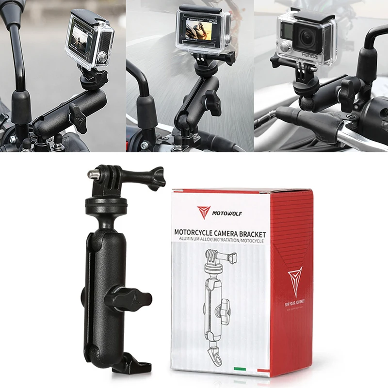 For Hero8/7/6/5/4/3+ Action Cameras Accessory 360 Rotating Motorcycle Bike Camera Holder Handlebar Mirror Mount Bracket