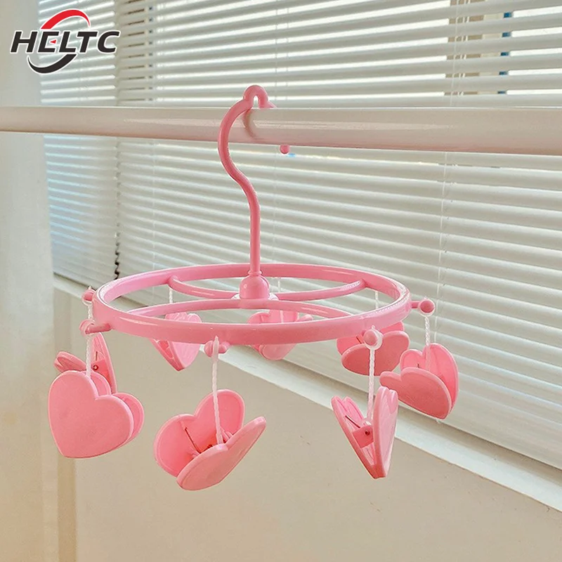 Cute Lovely Strawberry Clothes Dryer Hanger Windproof Socks Underwear Drying Rack Household Heart Storage Laundry Rack Home