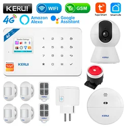 KERUI W184 4G/WIFI Security Alarm Kit Tuya Smart APP Home Wireless Devices with Motion Sensor Window/Door Sensor Sinre