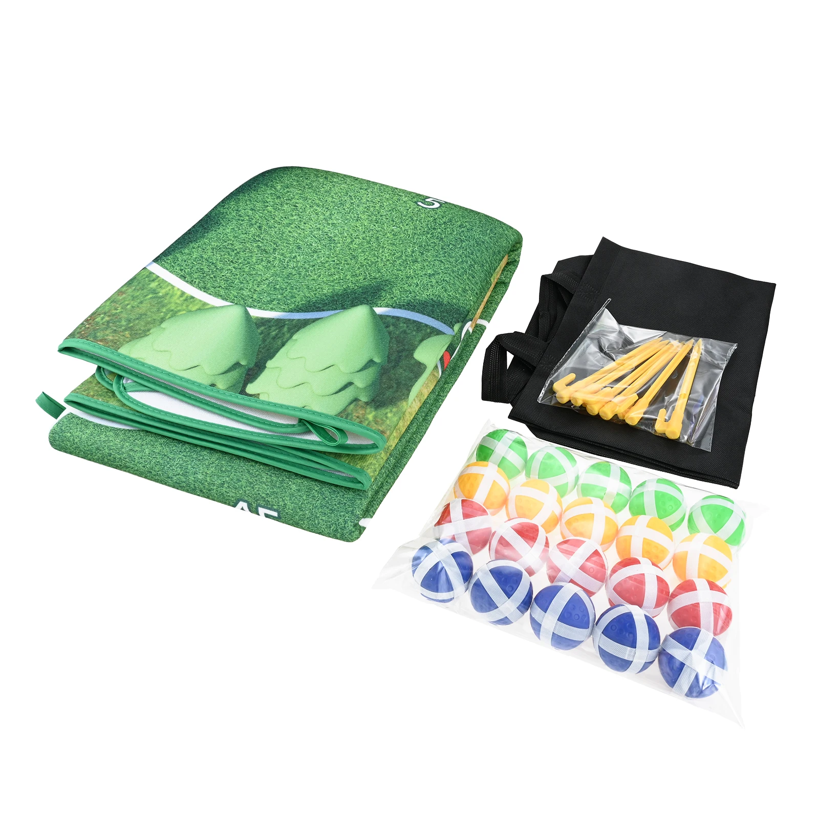 20Pcs Golf Balls with Chipping mat Golf Game Mat Ground Stakes Storage Bag Suitable for Indoor Outdoor Activities Game room