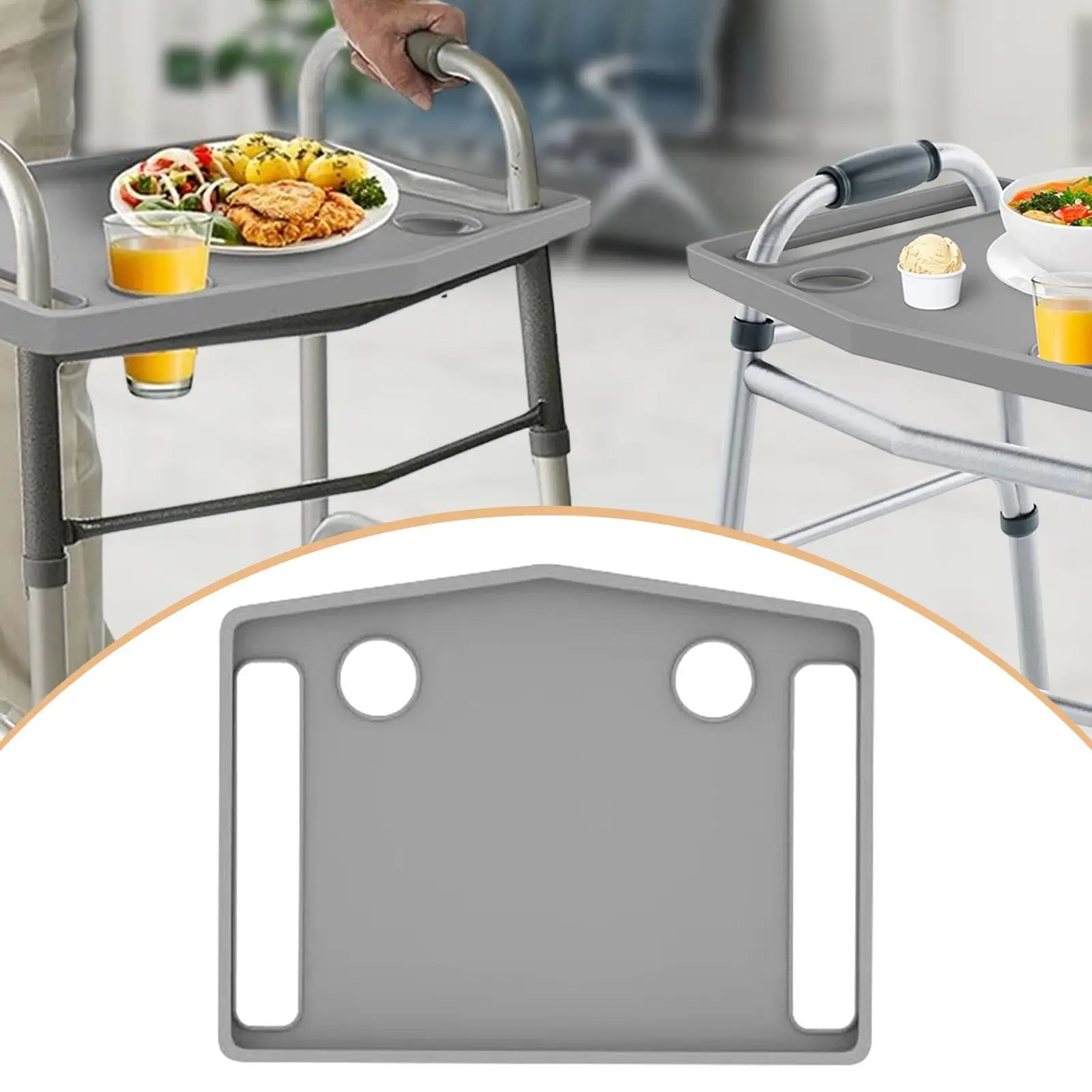 Large Capacity Walker Tray Detachable Food Basket for Elderly Meals Reading Walking Aid Accessory for Seniors Women Men