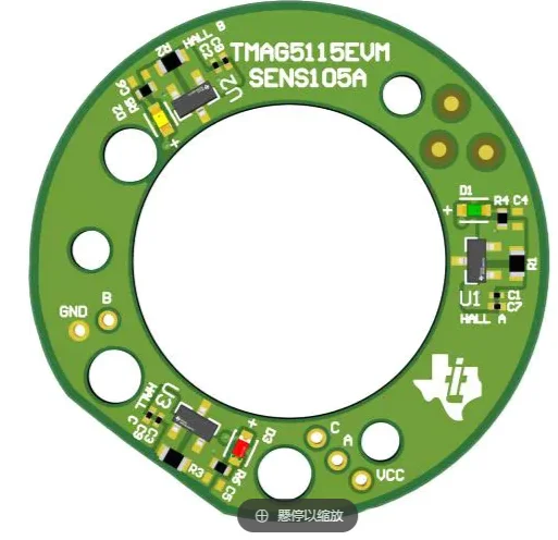 

TMAG5115EVM module for high-sensitivity low-jitter