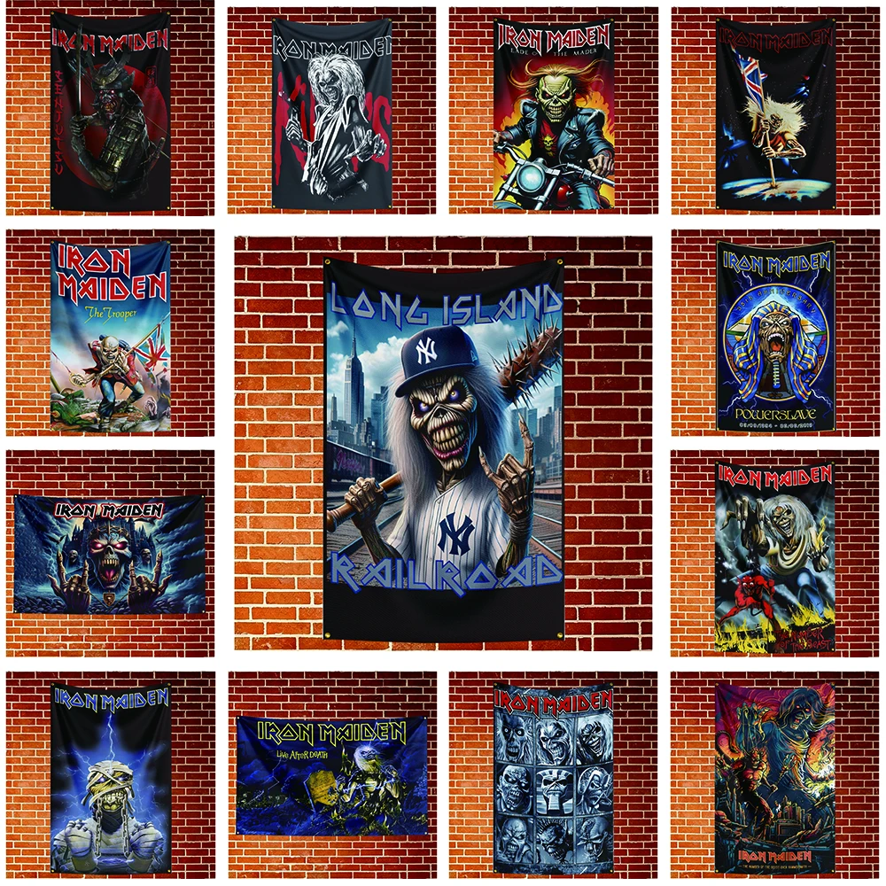 I-Iron Cool Maiden Flag Banner For Fan Cave Watch Party Tailgate Gathering Indoor Outdoor Backyard Home Festival Ornament Supply