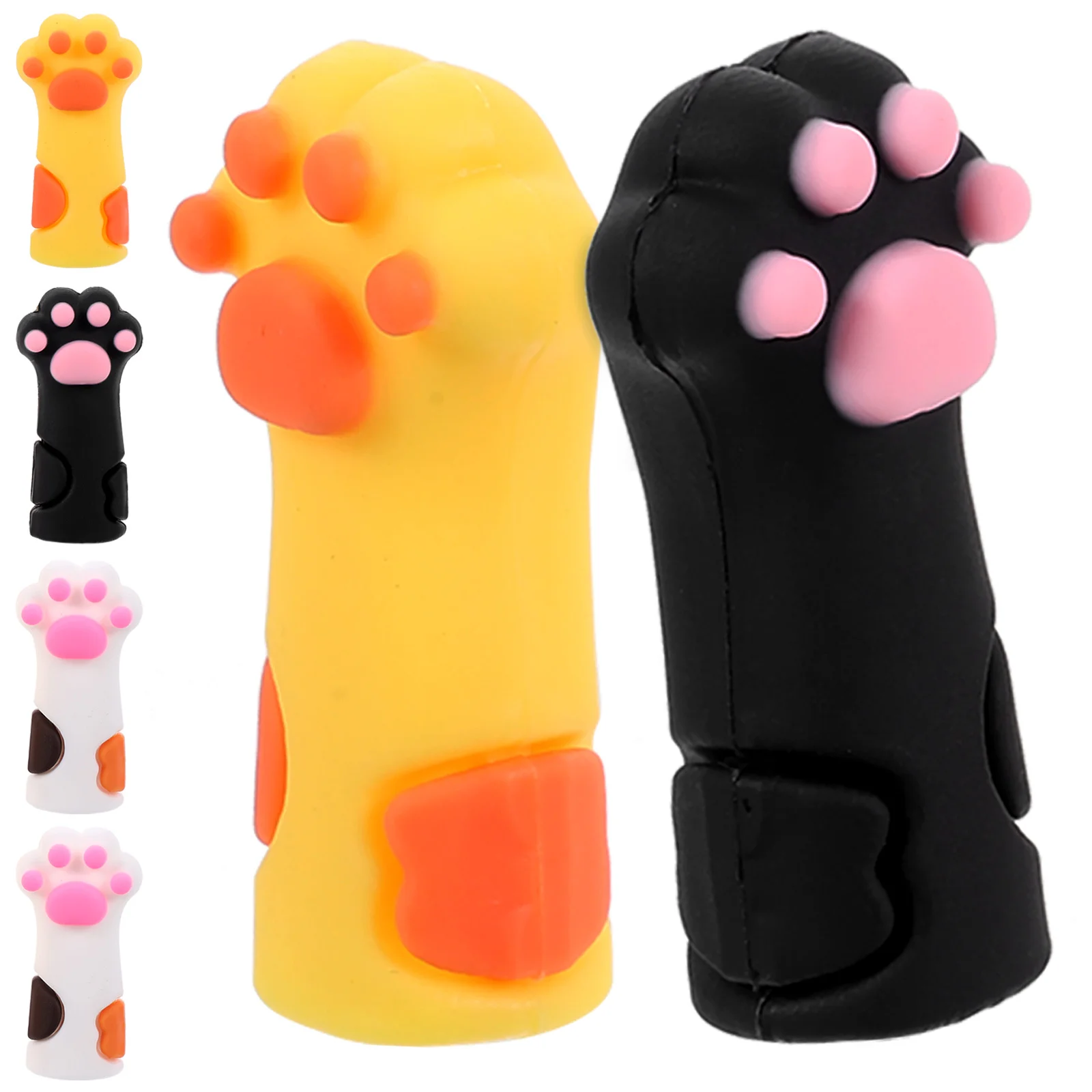 

6Pcs Silicone Pencil Caps Cute Cat Claw Design Pencil Extender Holder for Round Hexagonal Rods Students Accessories