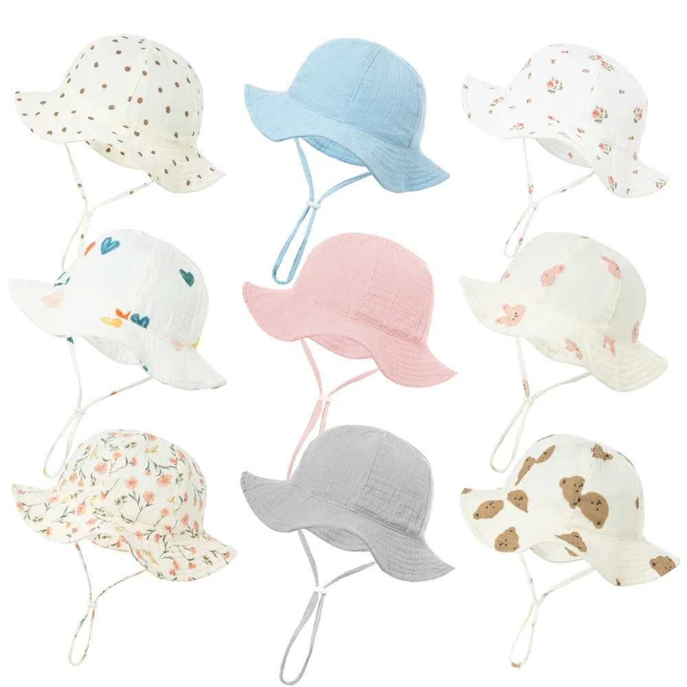 3-12M Animal Baby Cotton Bucket Hat Summer Children Sunscreen Outdoor Caps Boys Girls Sun Hat Anti UV Travel Beach Fishing Hat