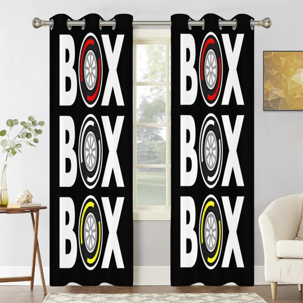 

Box Box Box F1 Tyre Compound White Text Design 2 PC Blackout Windows Curtain for Living Room Bedroom Bathroom Curtains