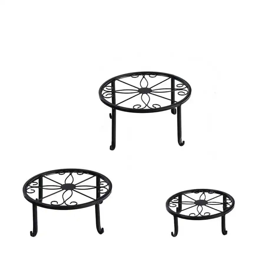 3/4/5 Piece Set, Black Metal Plant Stand For Outdoor & Indoor Plants, Heavy Duty Flower Pot Stand For Multiple Plants, Rust Resi