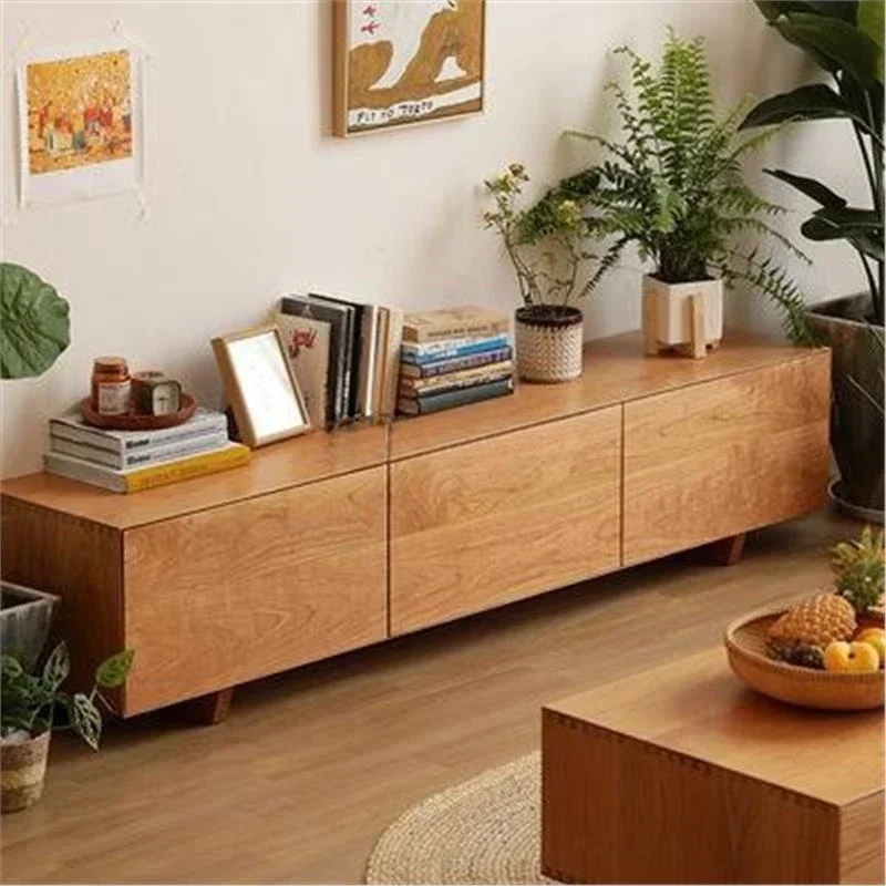 TV cabinet pure solid wood Nordic modern simple small apartment living room furniture 2 meters simple storage cabinet