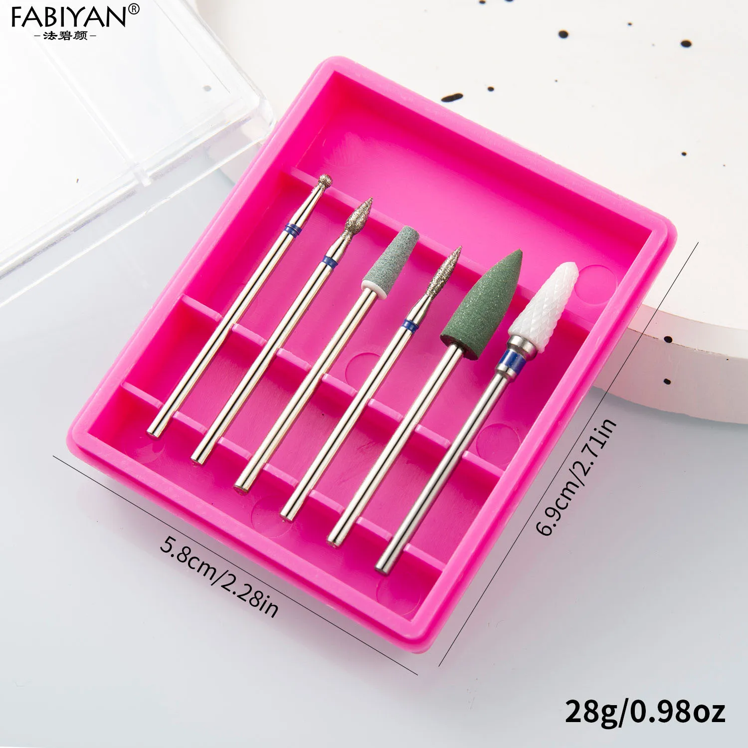 6 unids/set fresa para manicura piedra de cuarzo cerámica diamante arena brocas para uñas accesorios y herramientas para máquina pulidora