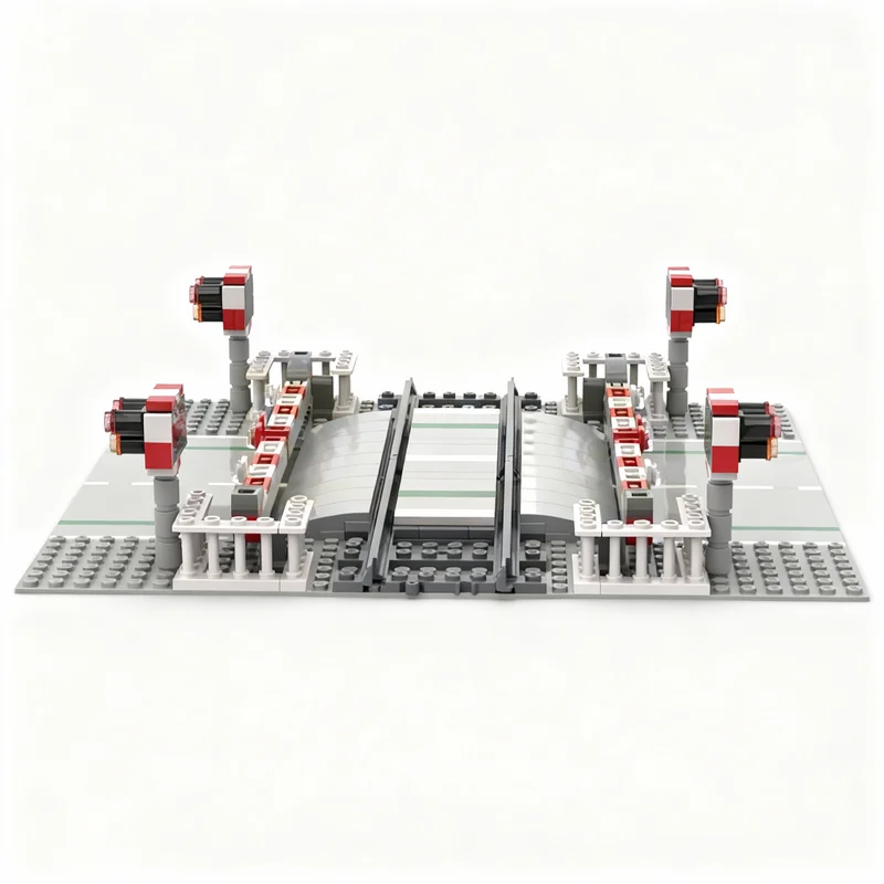 286pcs MOC UK Single Track Full Barrier Level Crossing Train Model Building Blocks Collection Idea Education DIY Assemble Craft