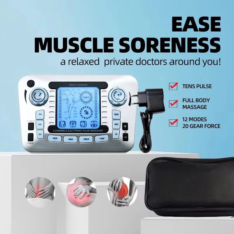 

Digital Frequency EMS Muscle Stimulator TENS Pulse Massager Acupuncture Fat Burner Physiotherapy Machine for Health Care