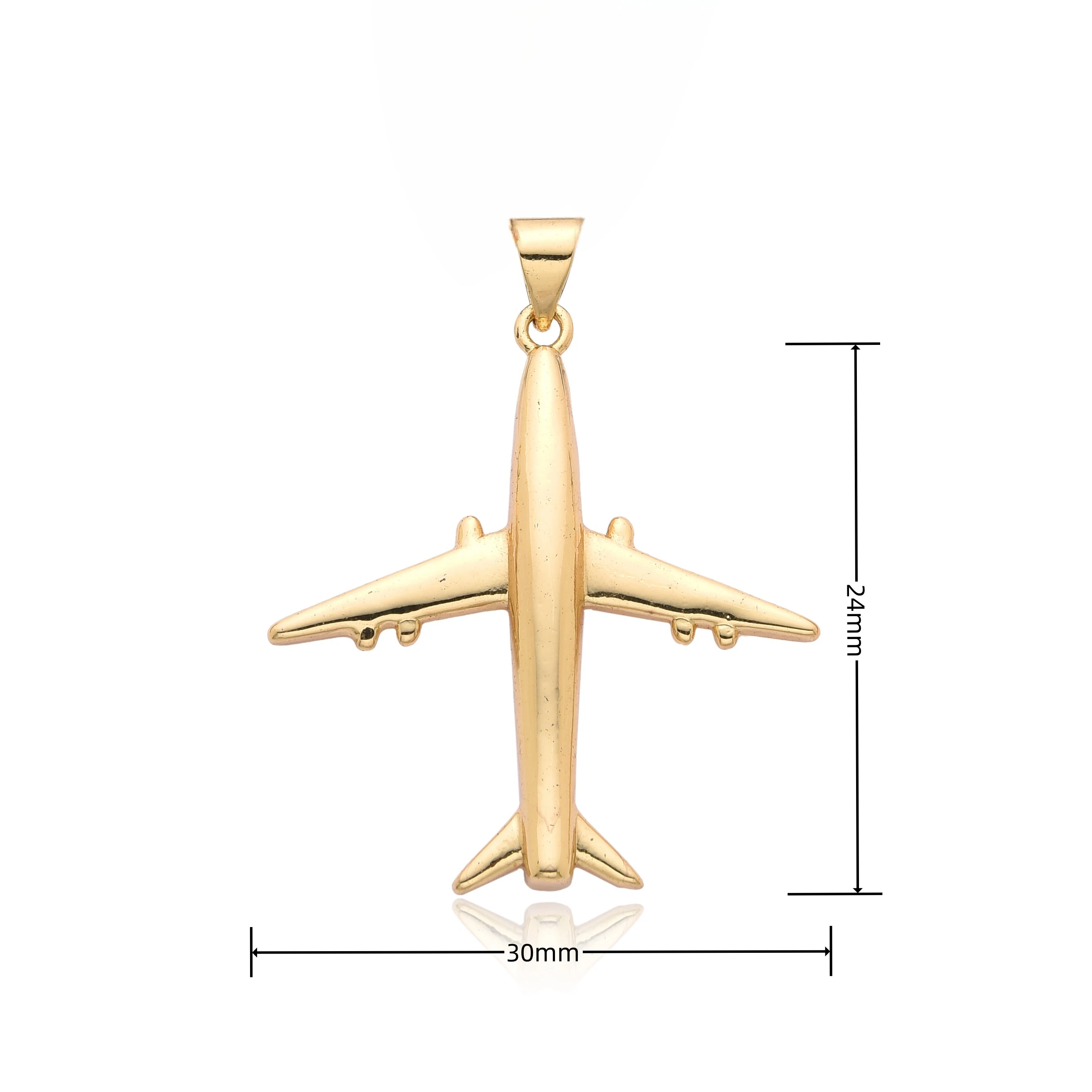 Minimalist Gold Color Airplane Necklace for Women Men Gift Cubic Zircon Aircraft Charms Jet Clavicle Chain Pendant DIY Jewelry