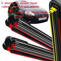 Para Fiat Grande Punto Evo 199 2005-2013 2006 2007 limpiaparabrisas delantero y trasero limpiaparabrisas cepillos de ventana 26 ""+ 15"" + 12""