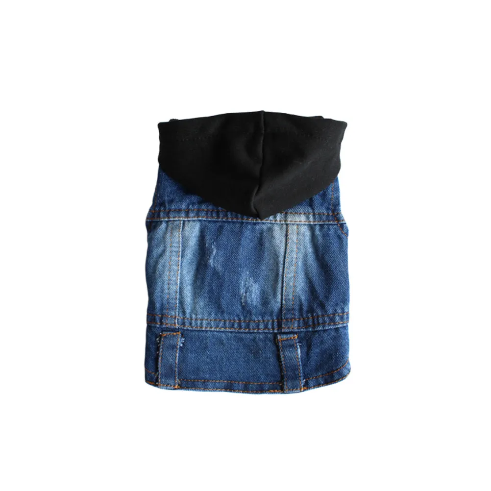 Chalecos Vaqueros para Mascotas, Chaqueta Vaquera Multicolor, Ropa para Perros Otoño Invierno, Talla L, Gorro de Punto Negro, Ropa Protectora a la Moda