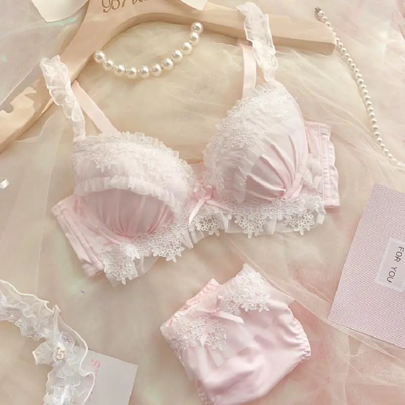 Big Cup Essential! MOYISU Japanese Lolita Bra A B Cup Steel Underwire Heavy Lace Thin Cup Support Large Bust Sexy Pure Teen AU